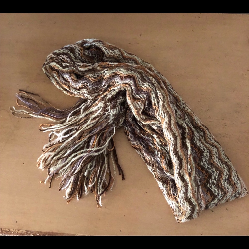 Missoni Wool Silk Knit Scarf with Fringe